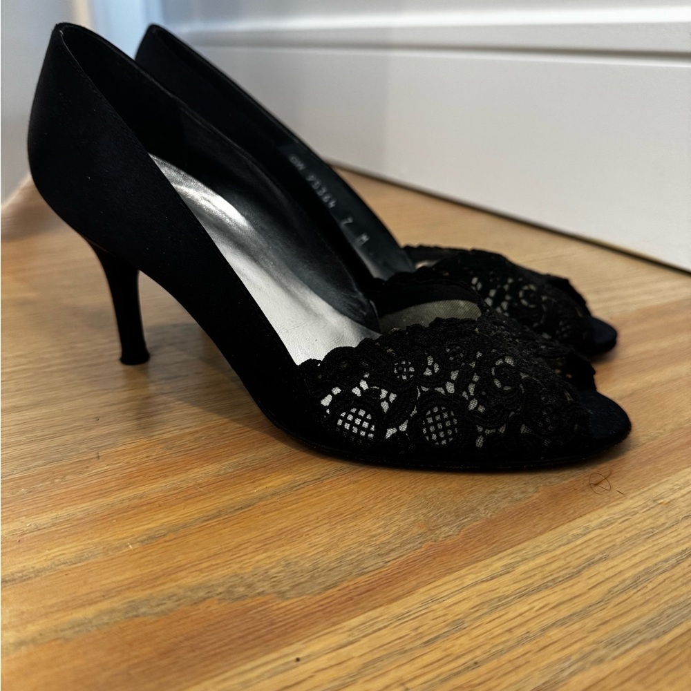 Stuart Weitzman Black Lace Heels